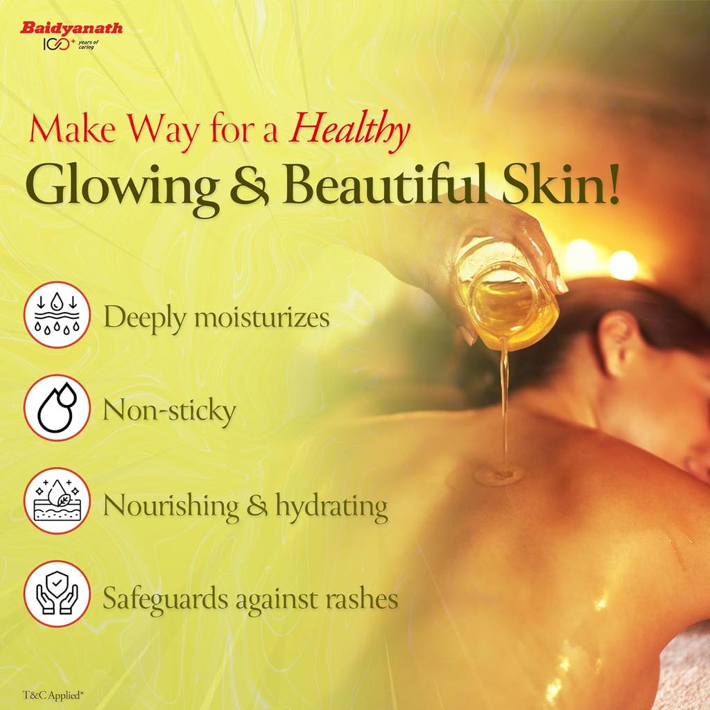 Baidyanath Moisturizing & Nourishing Body Oil For Radiant Skin Hydration, Smooth Texture & Deep Moisture With Vitamins & Antioxidants 300 ml