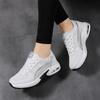 Summer Shoes Woman 2025 Thick Soled Mesh Sports Lace Up Breathable Casual Running Shoes Increased Height Anti Slip Features