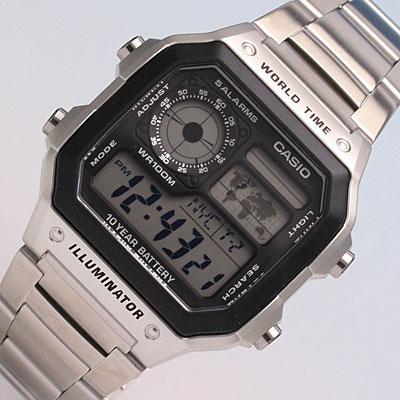 CASIO Цифровые наручные часы AE-1200WHD-1A Серебристые из нержавеющей стали для мужчин