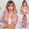 Длинные объемные волнистые синтетические парики, черный, фиолетовый, розовый, омбре, светло-персиковый розовый парик для женщин, повседневная вечеринка, косплей, термостойкий
