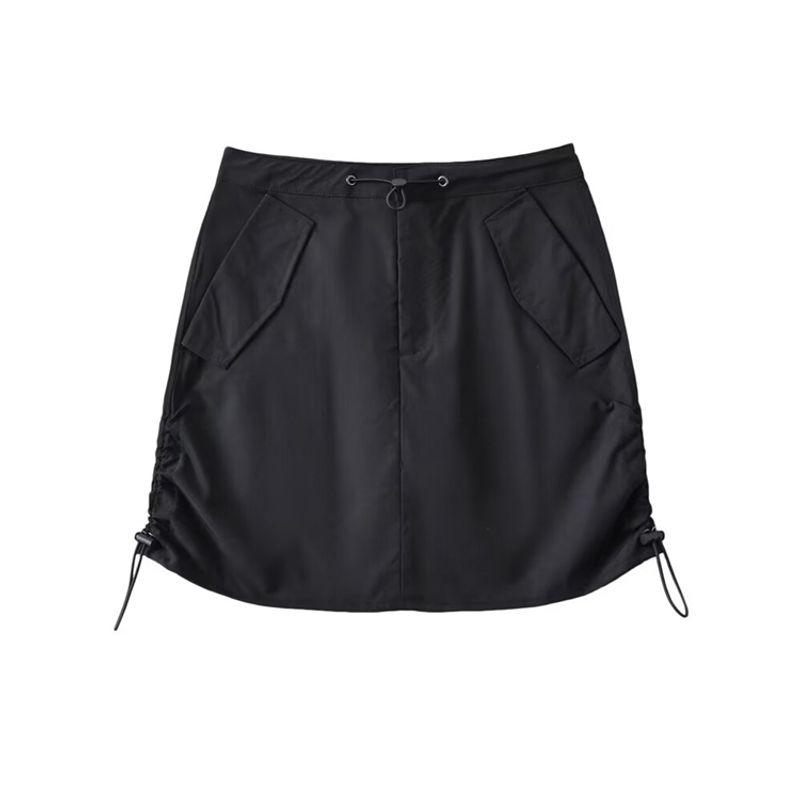 Za2024 Summer New Product Women's Clothes Retro Sexy High Waist Sheath Pocket Side Drawstring Parka Skirt