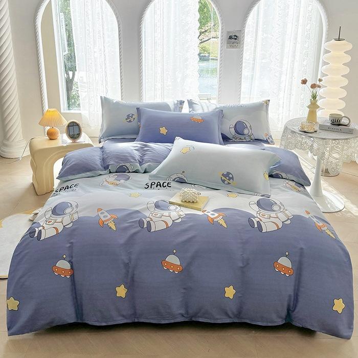 Маленький свежий чистый хлопок четырехсекционный простыня трехсекционный пододеяльник постельное белье