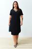 Women's Fashion New Plus Big Size Dress Black Cross String Detailed Midi Knitted Dress