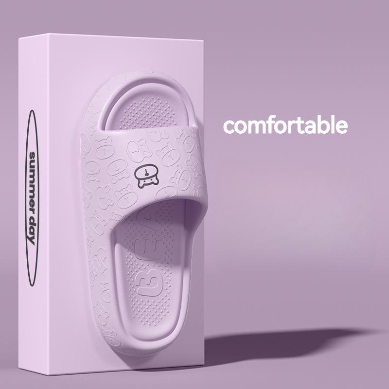 Тапочки для ванной комнаты для мужчин и женщин. Летние противоскользящие сандалии с милым медведем. Домашние сандалии.