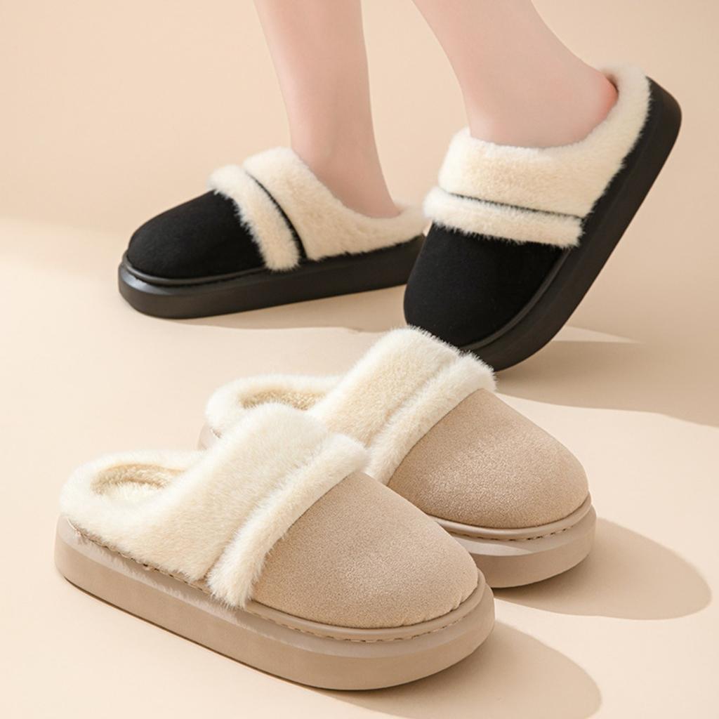 Autumn and Winter Warm Cotton Slippers for Women, Suitable for Indoor and Home Use, with Anti Slip and Anti Odor Properties, Warmth Plush Cotton Shoes