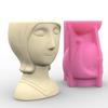 Succulent Plant Silicone Mold Short Haired Girl Flower Pots Mould Practical Concrete and Gypsum Mould for Floral Planter