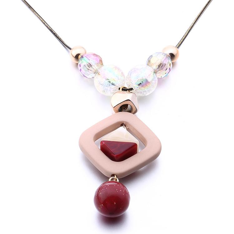 JMXD-Acrylic Necklace Women, Painted Bead Pendant Sweater Chain, New Accessories Fashion Jewelry