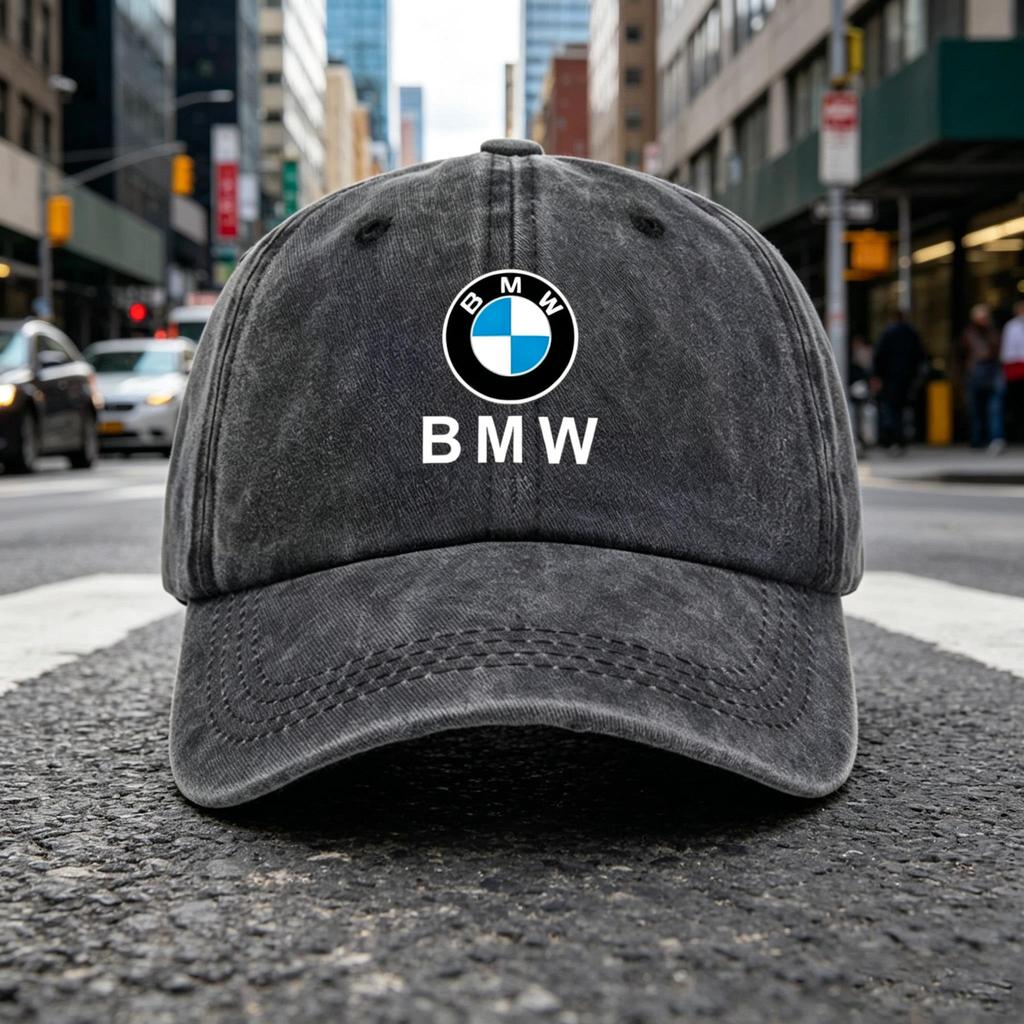 Casual Car Baseball Cap Washed Denim Vintage Hip Hop Caps For BMW 3 5 7 Series G11 G12 G30 G31 G32 G07 X3 X4 X5 X6 X7 Sticker FX0