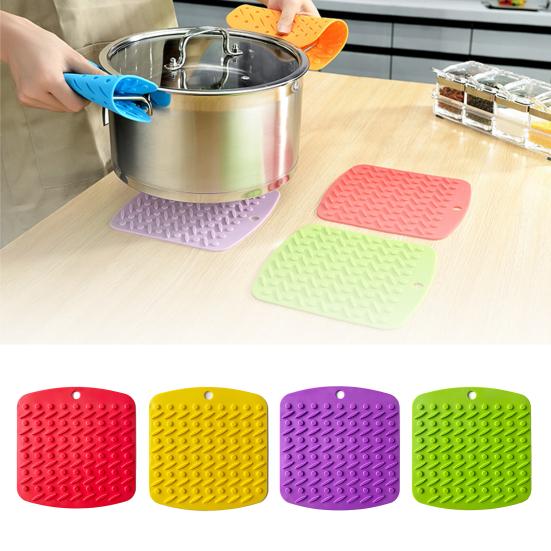 Kitchen Table Placemat Silicone Square Pot Holder Mat Non Slip Hot Pad Spoon Rest