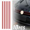 5pcs Reflective Strips Car Stickers Auto Front Hood Grille Mouldings Red Waterproof Car Decor Accessories Exterior Parts