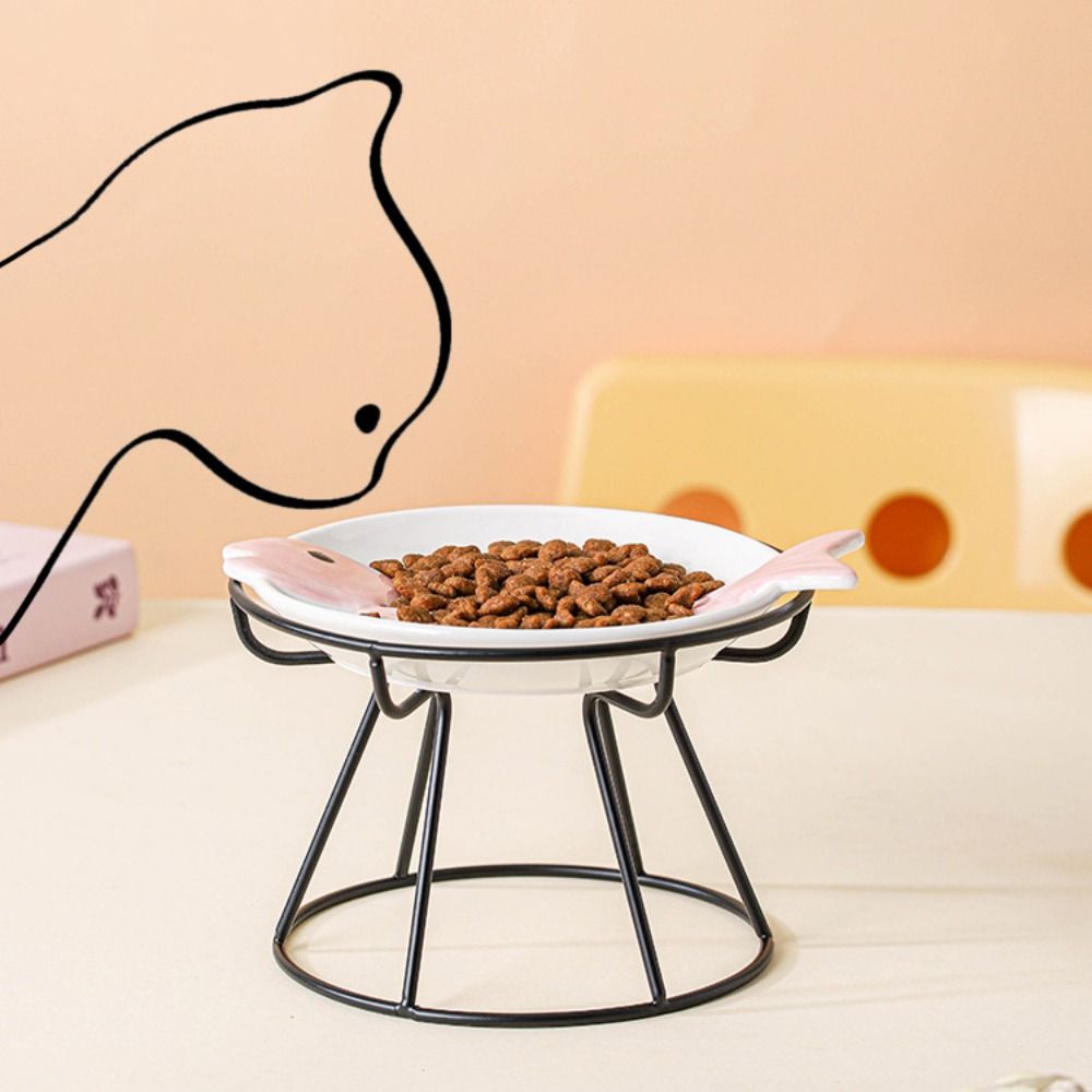 Ceramic Pet Food Water Bowl Cute Raised Pet Feeder Easy To Clean Pet Food Dispenser  Pet Supplies