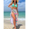2025 Halter String Print 3 Piece Bikini Long Skirt Swimsuit Women Swimwear Female Bather BathingA Swimming Swim Suit Beachwear