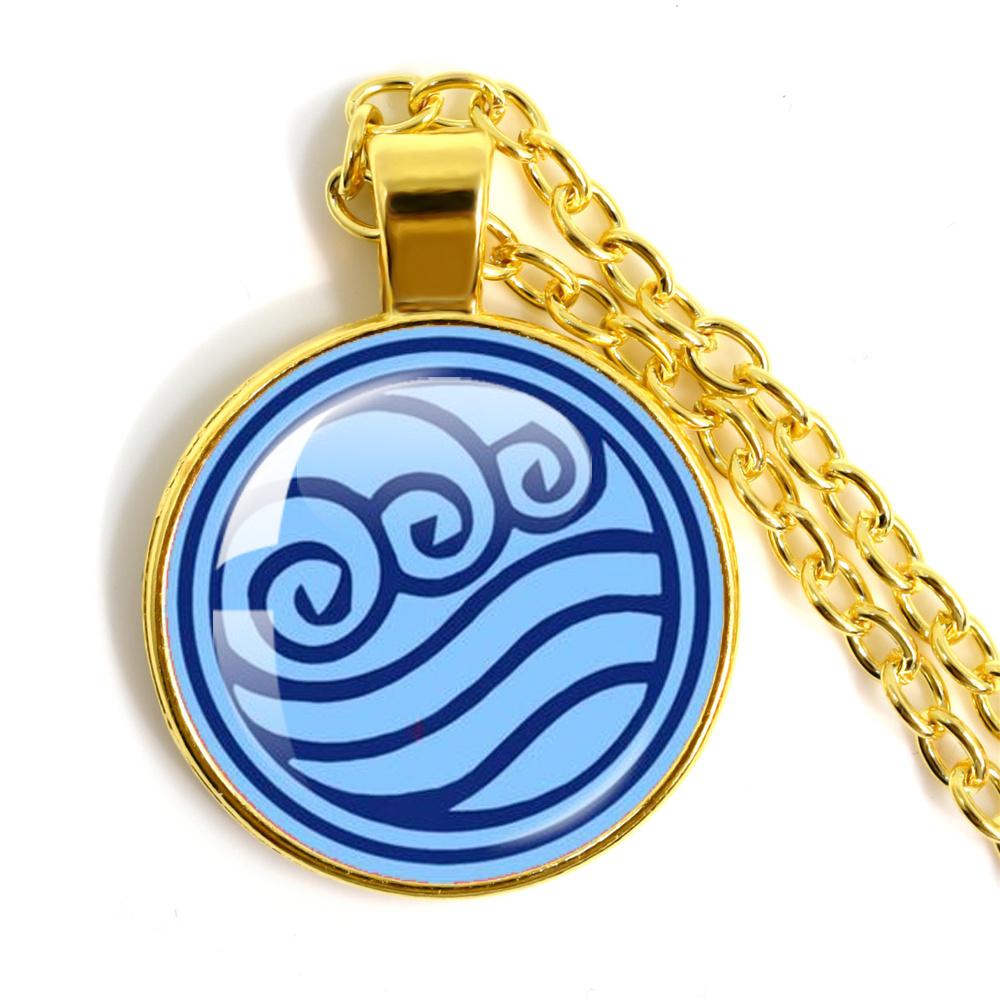 Anime The Last Airbender Fire And Water Tribe Elements Of Water Earth Fire And Air Dome Glass Cabochon Necklace Gift