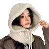 Solid Color Knitted Pullover Hat Plush Windproof Cap Korean Women Winter Balaclava  Outdoor
