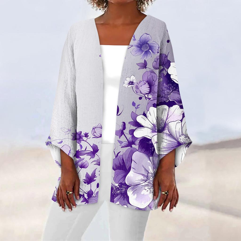 Женская повседневная модная легкая куртка средней длины с принтом в стиле ретро, ​​кардиган