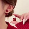 Стальная игла жемчуг, пара серег, Новогодний красный, ретро простые пусеты, высококачественные универсальные серьги с темпераментом.