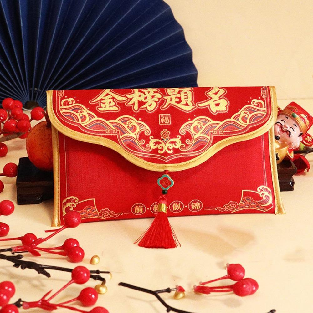 Tassels Money Red Pocket Blessing Words New Year Money Bag Brocade Red Envelope Chinese Wedding