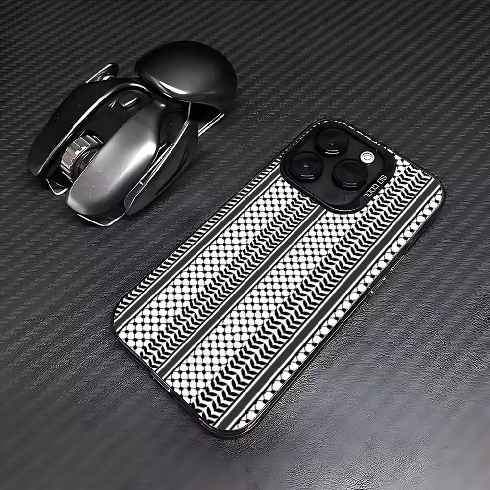 Чехол для телефона P-Palestine-S Хатта Кеффия Для iPhone 17, 16, 15, 14, 13, 12, 11 Plus, Pro Max Цветной Посеребренный Внутренний Чехол