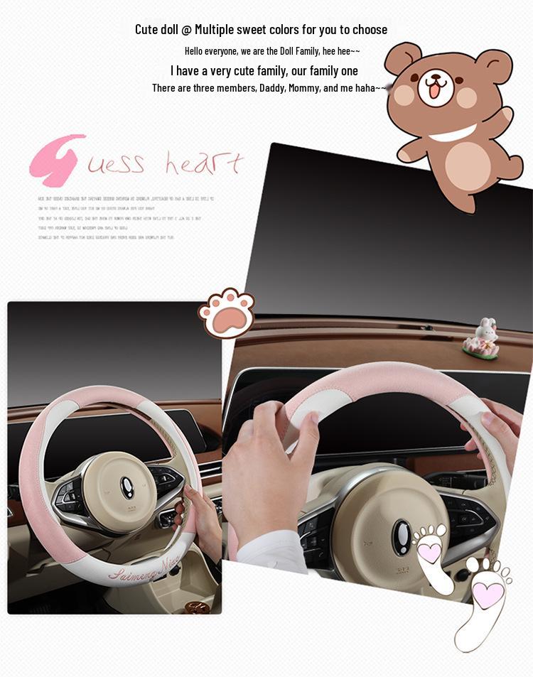Suede Velvet Breathable Sport Steering Wheel Cover - Wear-Resistant, Comfortable, Sweat-Absorbing Universal Protector