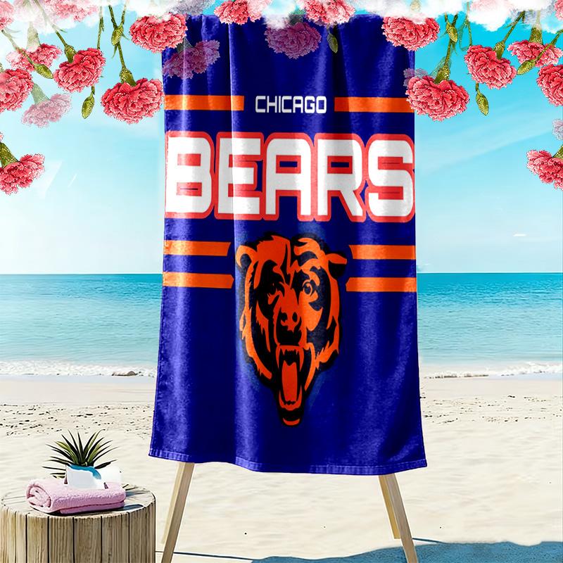 Пляжное полотенце с принтом Chicago Bears, большое, мягкое, быстросохнущее, для пляжа, кемпинга, плавания