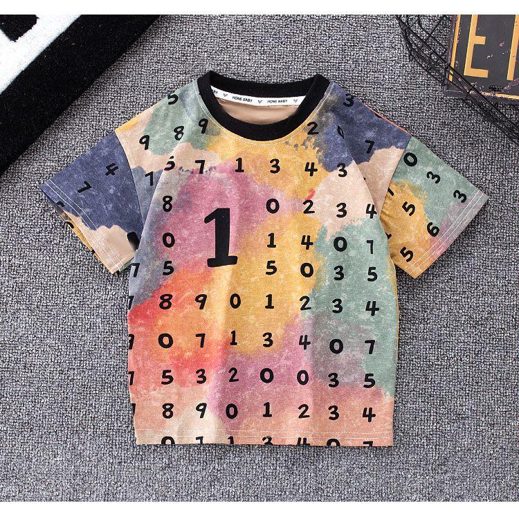 Детская летняя футболка с коротким рукавом, летний наряд для мальчиков, новая футболка с принтом тай-дай для малышей, в стиле граффити