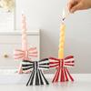 Ceramic Handicrafts Decorative Gift Creative Candle Cup Ins Bow Shaped Design Ambience Stripe Pattern Unique 3 Colors