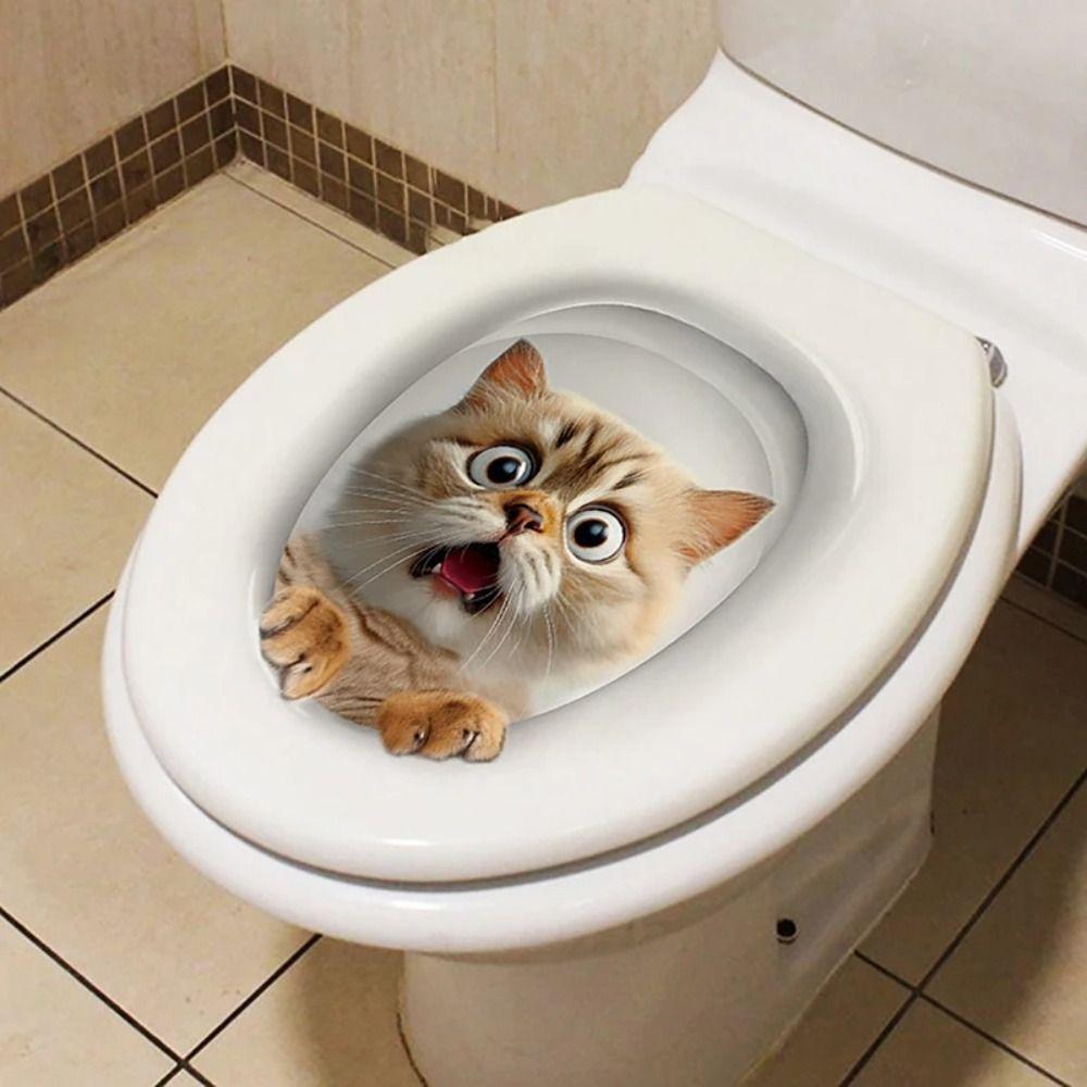 3D Наклейка на стену с кошкой Сделай сам Наклейки на сиденье унитаза Креативные наклейки на унитаз