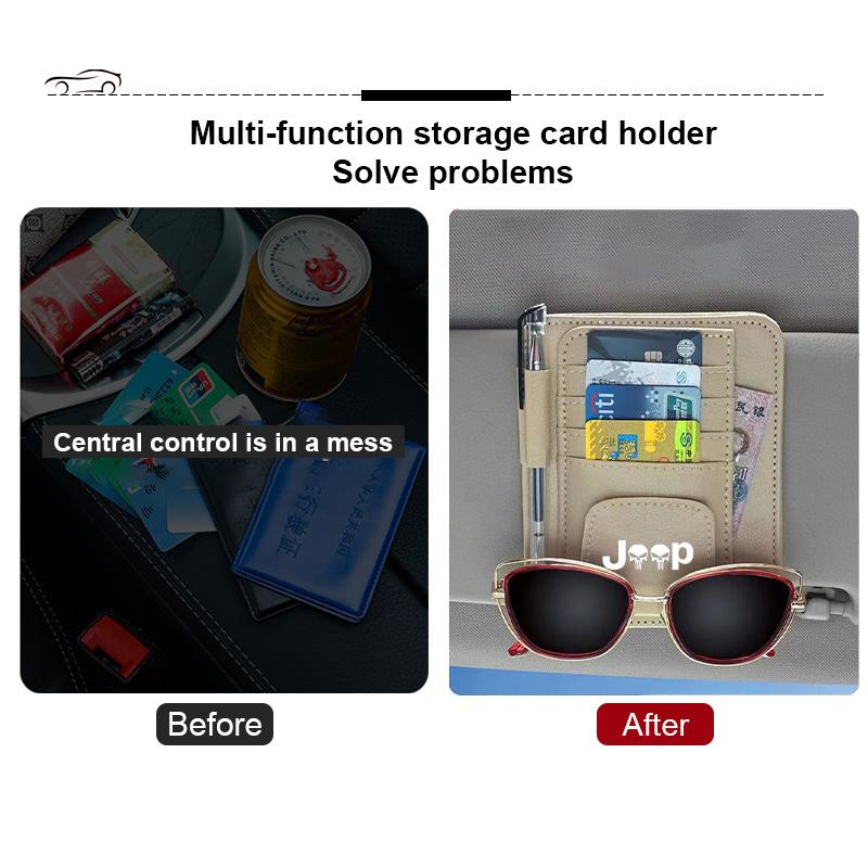 JOT2 Car Sun Visor Organizer Multi-Pocket Card Glasses Storage Holder for Jeep CHEROKEE LIBERTY COMPASS PATRIOT car accessories