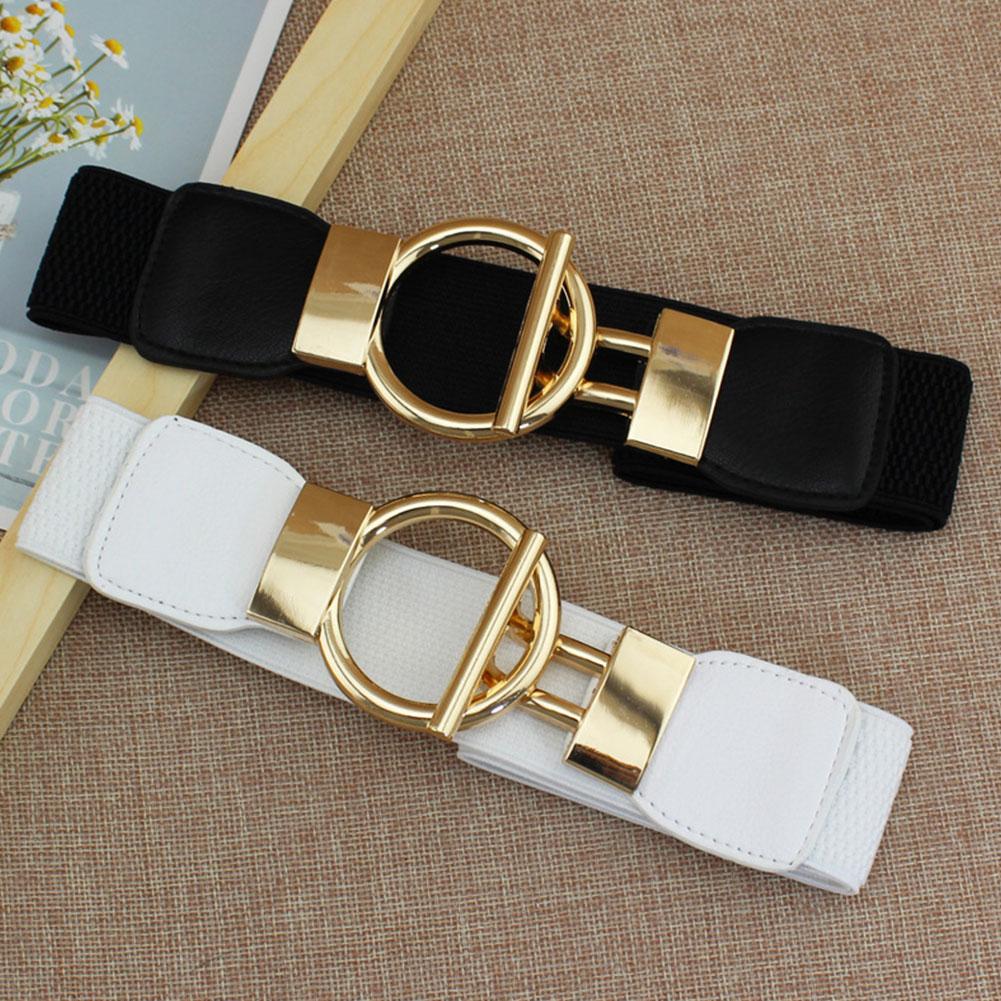 Women Adjustable Thin Belts Ladies Fashion Luxury Brand Skinny Coat Jacket Dress Waist Belt Gold Round Button Waistband
