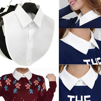 Women's Spring Fall Solid Colour Black White Vertical Small Flip Collar Versatile Shirt Jumper Jumper Fashion False Collar