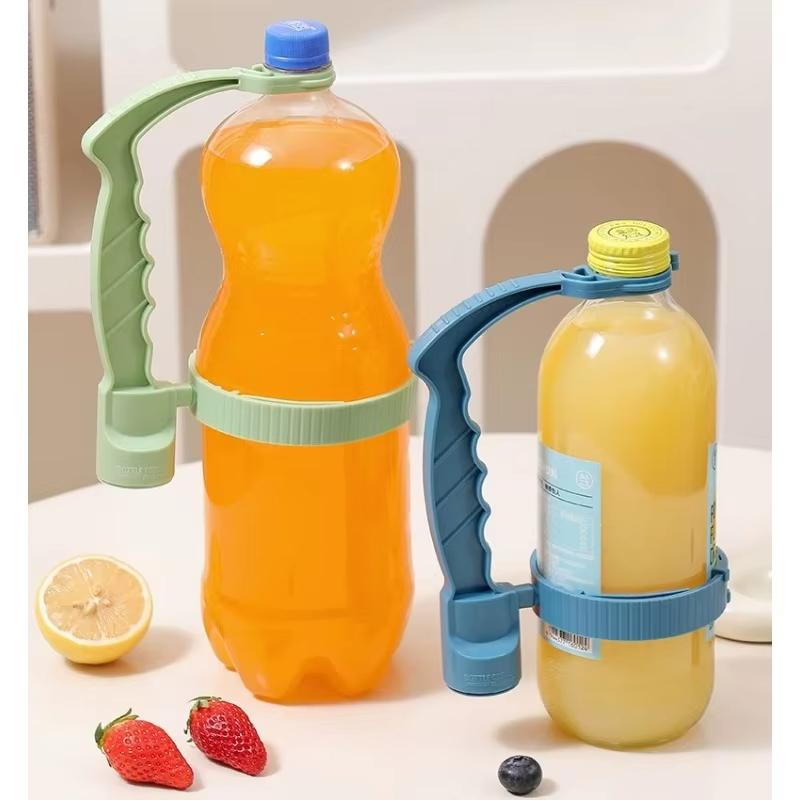 Beverage bottle handle holder with adjustable anti slip strap auxiliary handle multipurpose oil pot with lemon lid handle holder