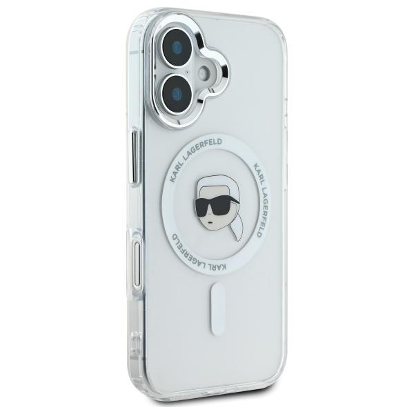Karl Lagerfeld Klhmp16Mhlskih Iphone16 Plus 6.7 Biały/White Hardcase Iml Metal Karl Head Magsafe