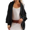 Women's Hoodie Cardigan Sweater Casual Fashion Solid Color Plain Long Sleeve Hooded Cardigan Jacket Coat Outerwear