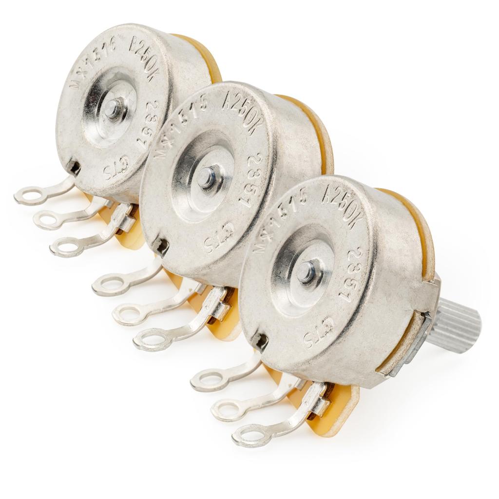 CTS 450 A250Kx2+B250K Potentiometers, Short Split Shaft 14" 10% AB Curve, for Electric Guitar and Bass (Set of 2)