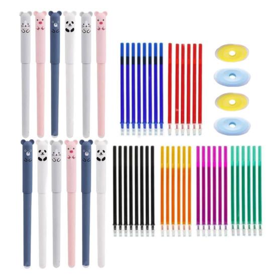 Erasable Gel Pens Fine Point 0.5mm Cartoon Design Rollerball Gel Ink Pens for Adult Kids Writing Calligraphy Note Taking
