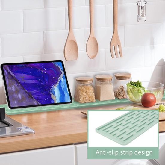 Силиконовый сливной коврик, противоскользящие канавки, быстросохнущий защитный коврик для кухонной мойки, безопасный для пищевых продуктов, большой размер, коврик для сушки посуды на столешнице