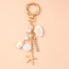 Fashion Pearl Shell Starfish Keychain Y2K Crystal Key Ring Pendants for Women Girls Handbag Decor DIY Summer Beach Jewelry Gifts