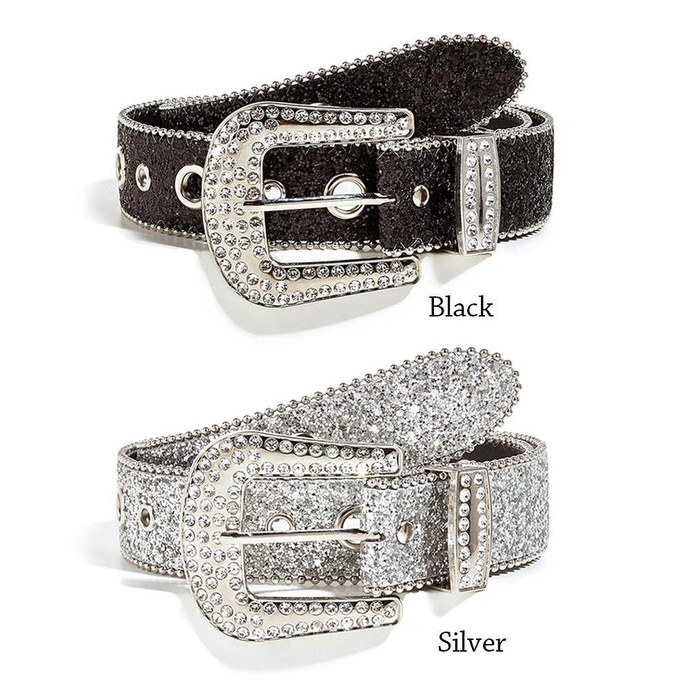 Пояс из искусственной кожи с блестящими заклепками в стиле пастушки с блестящими кристаллами и стразами