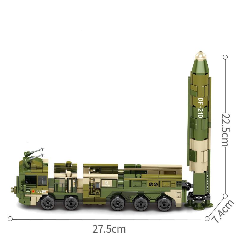 105596 406pcs Military Df-21d Medium Range Anti-ship Ballistic Missile Truck 2 Soldier Army Weapon Boy Building Blocks Toy