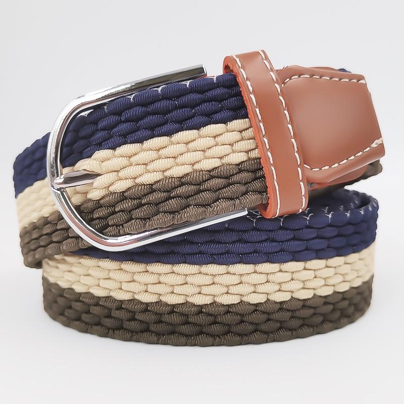Elastic Elastic Braided Belt Student Canvas Needle Buckle Versatile Belt for Men and Women