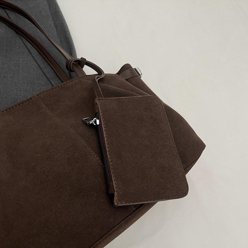 Yogodlns Замшевые сумки через плечо для женщин, вместительные сумки-тоуты, легкая сумка под мышкой, повседневная сумка-шоппер, однотонная дорожная сумка-ведро