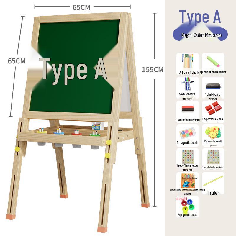 Детская меловая доска-мольберт из массива дерева для письма и рисования