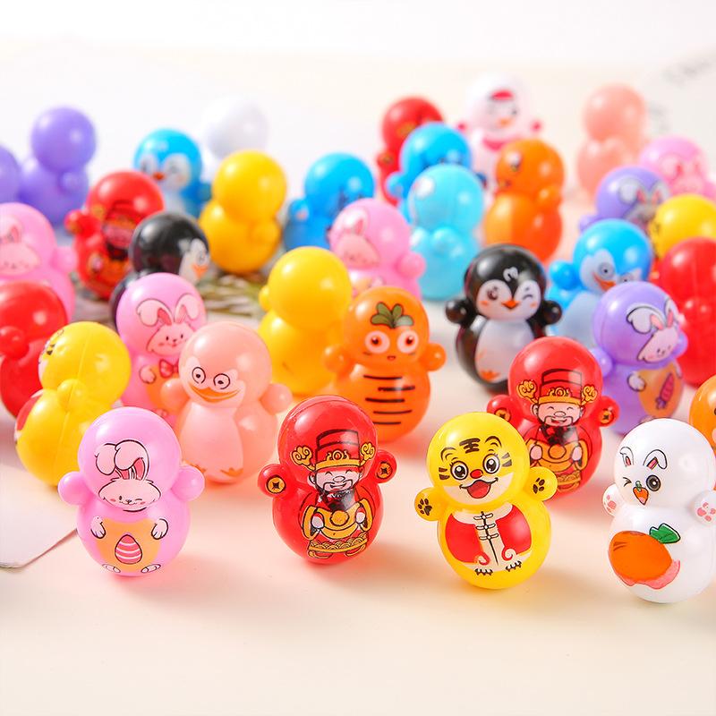 5-20pcs 3x3.6cm Mini Tumbler Toys Mini Animal Toy Party Favors Toy for Kids Birthday Party Toys Self-righting Doll Bulk Toys