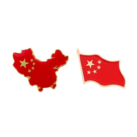 Китай Красный Флаг Карта Форма Брошь Национальный День Национальный Флаг Брошь Булавка Костюмы Свитер Значок Аксессуары Для Одежды
