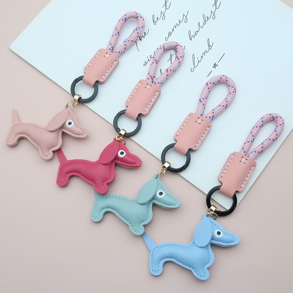 Модный брелок для ключей в виде таксы, мультяшный щенок, сумка, подвеска из искусственной кожи, вешалка, украшение для сумки