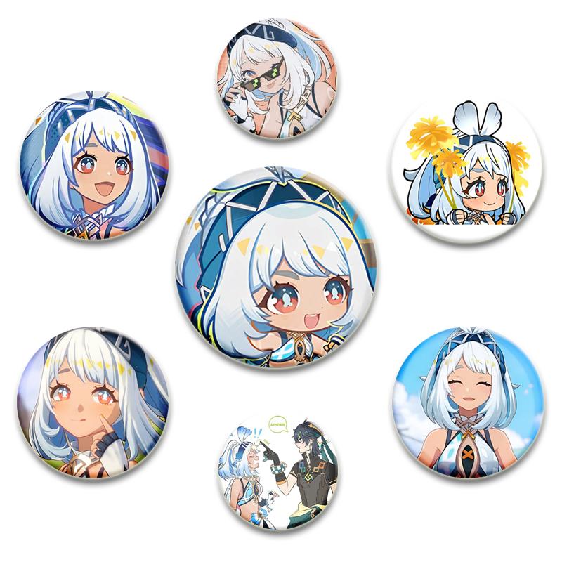 Anime Game Genshin Impact Mualani Soft Button Pins Character Kinich X Mualani Fanart Brooch Handmade Badge Fans Collection Gifts