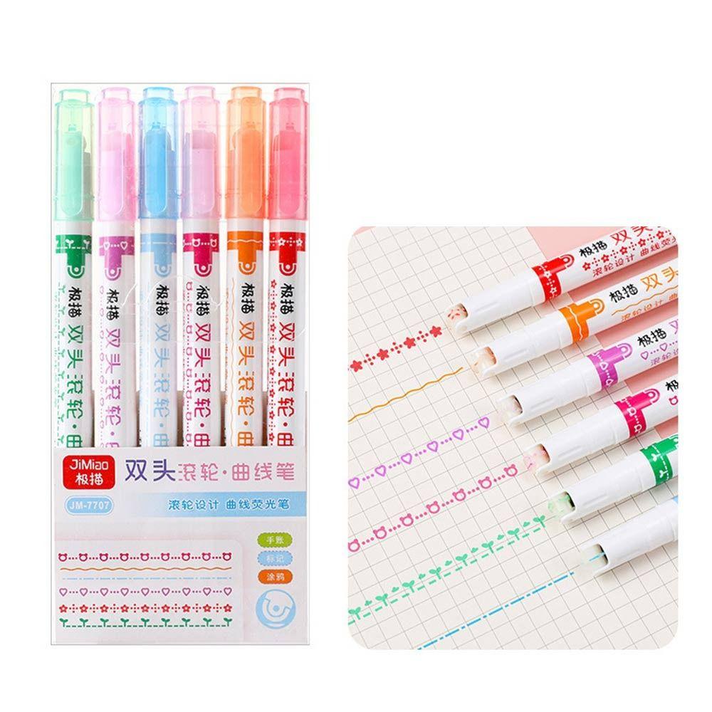 Curve Line Double Head Marker Multiple Shapes Markers Pen Curve Highlighter Pen Integrated