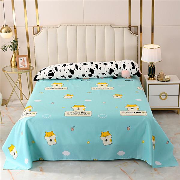 Bed Sheet Polyester Cotton Printed Fitted Sheet Bedding Flat Sheet Soft Breathable Bed Linens (No Pillowcases )