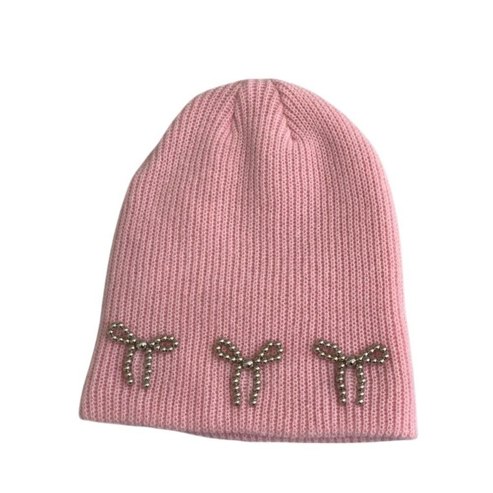 Warm Cap Beanies Hat Bow Winter Cap Sweet Bowknot Knitted Hat  Autumn