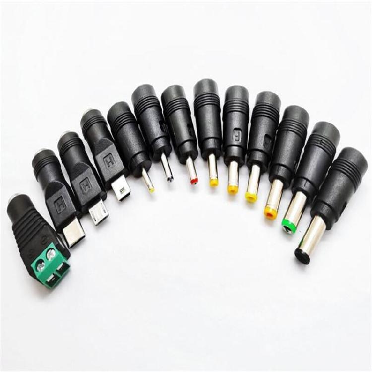 Кабель-адаптер питания USB на 5.5x2.1 мм с 13 сменными разъемами для динамика, светодиодной ленты, маршрутизатора, электронных устройств